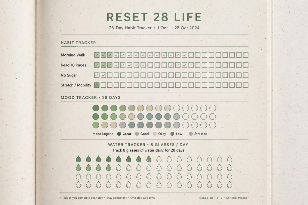 RESET 28 LIFE | Planner Digitale di 28 Giorni per Organizzazione, Abitudini e Benessere