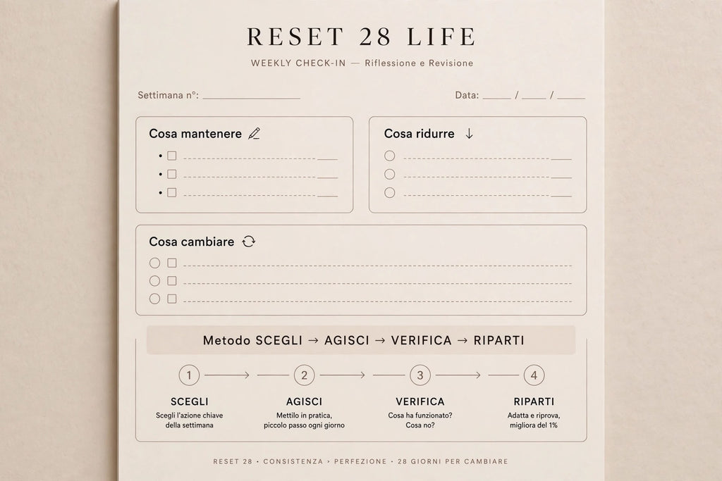 RESET 28 LIFE | Planner Digitale di 28 Giorni per Organizzazione, Abitudini e Benessere